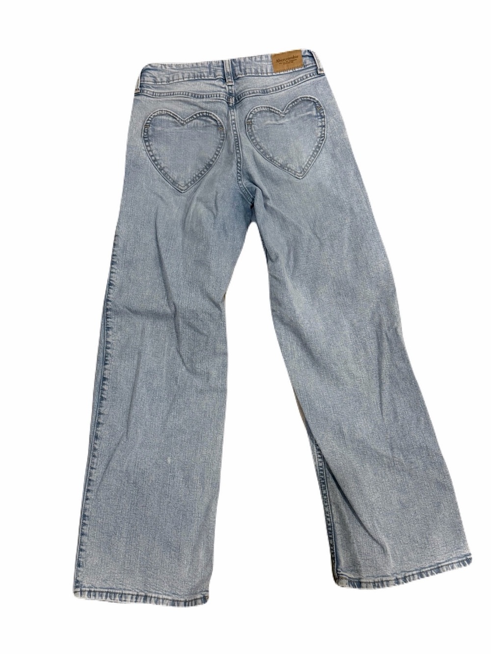 Abercrombie Kids High Rise Wide Leg Light Wash Heart Back Pocket Jeans 13/14